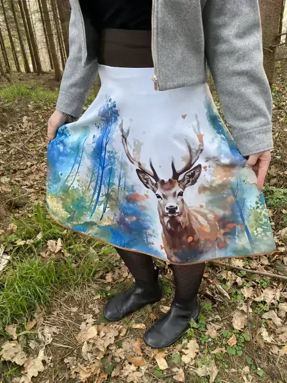 Sukně půlkolová - Jelen (kolekce Beskydy 24')